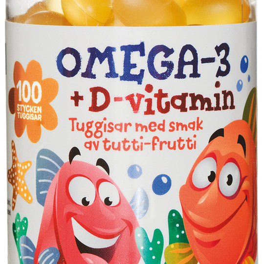BioSalma Omega-3 + D-vitamin tuggisar barn 100 st