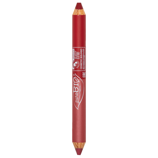 puroBIO Cosmetics DUO Lipstick Pencil - Coral Pink & Cherry Red, 4,2 g