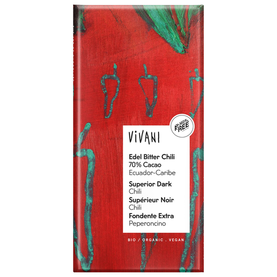 Vivani Ekologisk Mörk Choklad Ecuador 70% med Chili, 100 g