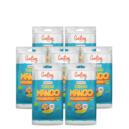 7 x Smiling Torkad Mango/Passionsfrukt/Lime, 65 g