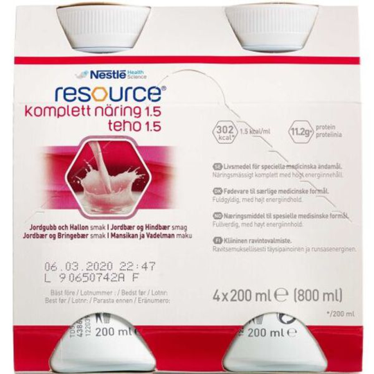 Resource Komplett Näring Hallon-Jordgubb 4 x 200 ml