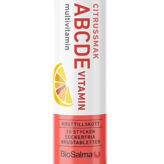 BioSalma ABCDE-vitamin Citrus 20 brustabletter
