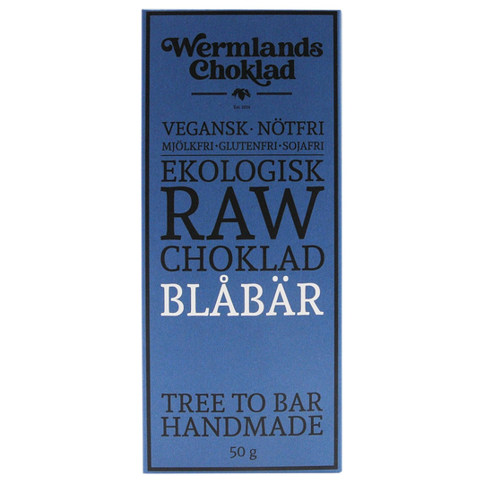 WermlandsChoklad Ekologisk Rawchoklad Blåbär 73%, 50 g