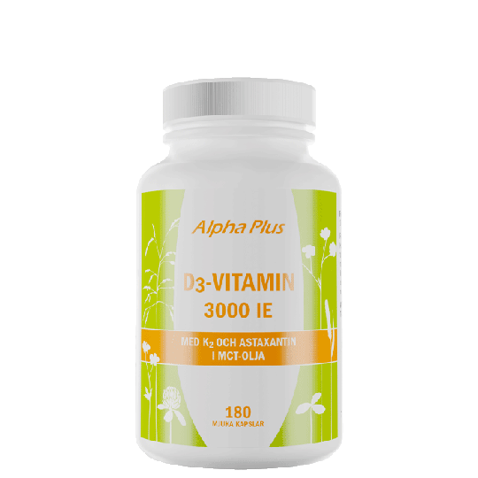 D3-vitamin 3000 IE + K2, 180 kapslar
