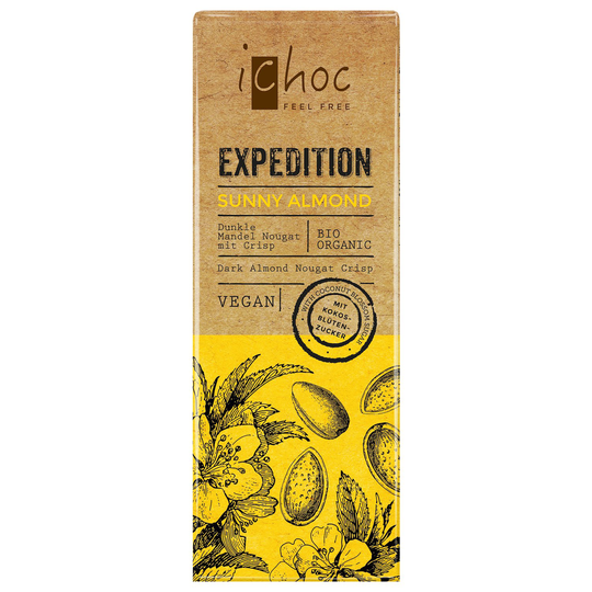 iChoc Sunny Almond Mörk Mandelnougatkrisp, 50 g