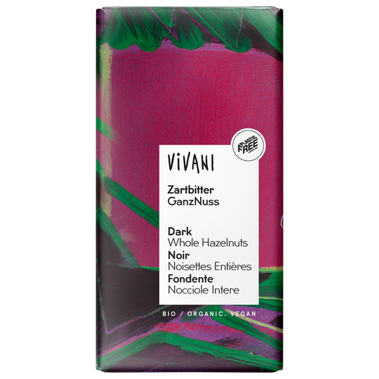 Vivani Ekologisk Mörk Choklad med Hela Hasselnötter, 100 g