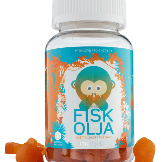 Monkids Fiskolja 60 st tuggtabletter