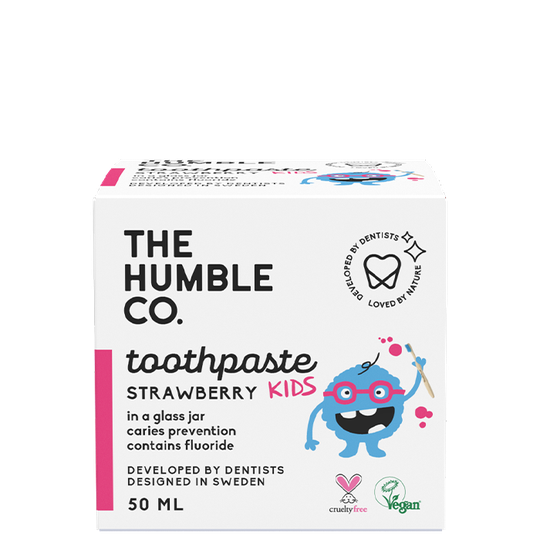 Humble Natural Tandkräm- Kids Strawberry, 50 ml, i glasburk.