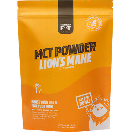 The Friendly Fat Company C8 MCT-pulver med Lion's Mane Mushroom 260 g