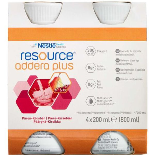Resource Addera Plus Päron-Körsbär 4 x 200 ml