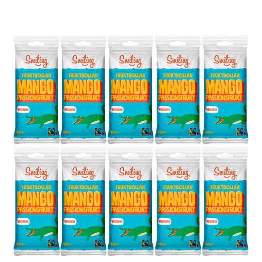 10 x Smiling Fruktbollar Mango/Passion, 40 g