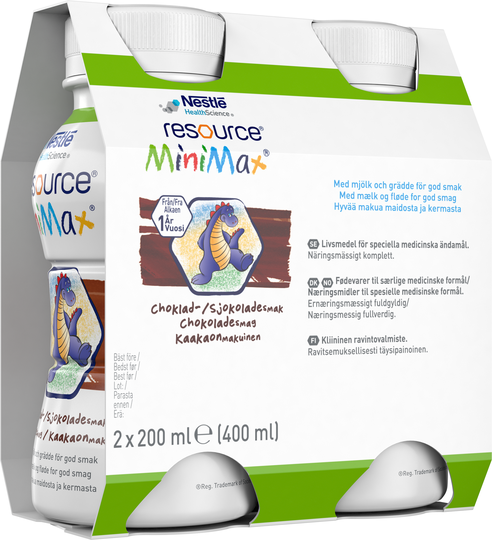 Resource MiniMax, drickfärdigt kosttillägg, choklad 2 x 200 milliliter