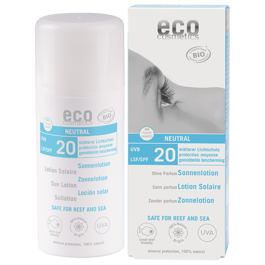 Eco Cosmetics Ekologisk Sollotion Neutral medel skydd SPF 20, 100 ml