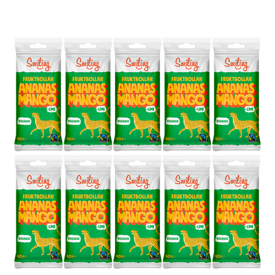 10 x Smiling Fruktbollar Mango/Ananas/Lime, 40 g