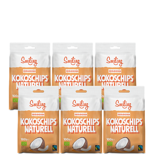 6 x Smiling Kokoschips Naturell, 100 g