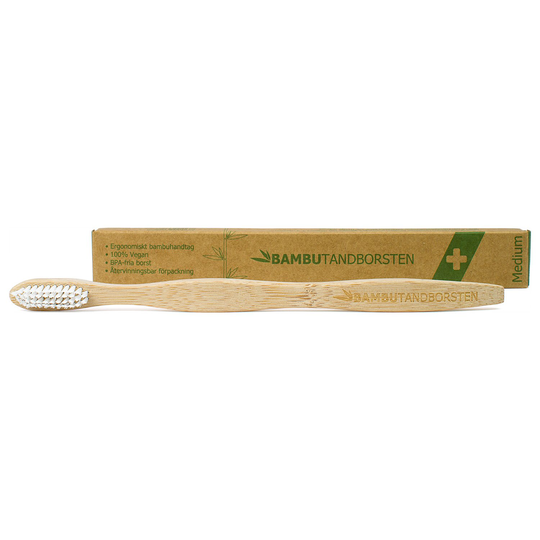 Bambutandborsten Ergonomisk Tandborste i bambu - Medium